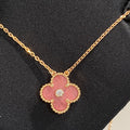 [Clover Jewelry]CLOVER 15MM DIAMOND RHODONITE HALSKETTE