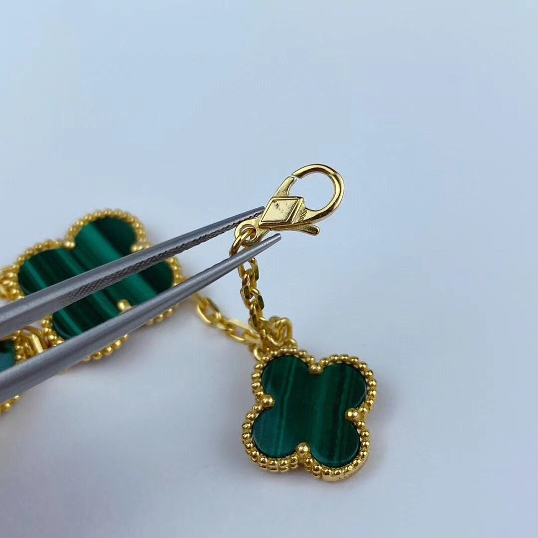 [Clover Jewelery]MAGIC CLOVER MALACHITE GOLD BRACELET 5 MOTIFS