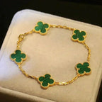 [Clover Jewelry]CLOVER 5 MOTIFS MALACHITE BRACELET