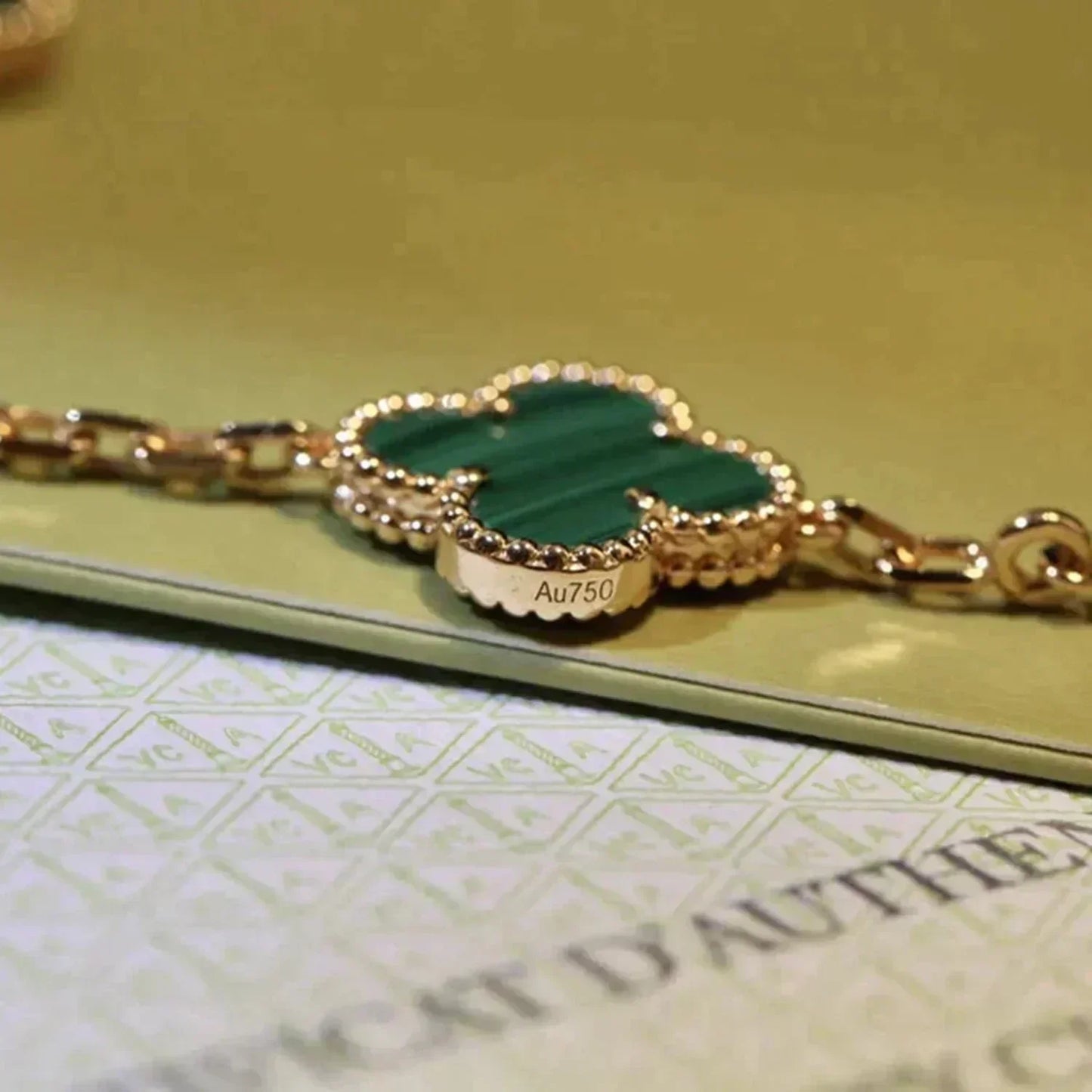 [Clover Jewelery]CLOVER 5 MOTIFS MALACHITE BRACELET