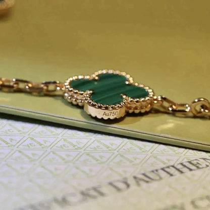 [Clover Jewelery]CLOVER 5 MOTIFS MALACHITE BRACELET
