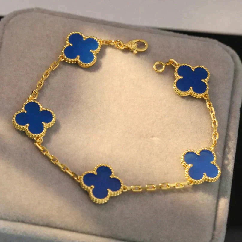 [Clover Jewelry]CLOVER 5 MOTIFS BLUE AGATE BRACELET