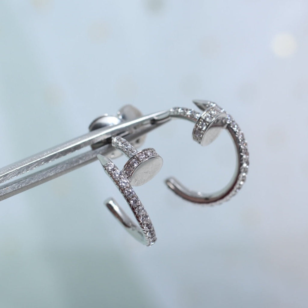 [Clover Jewelry]JUSTE EARRINGS 12.75MM SILVER DIAMOND