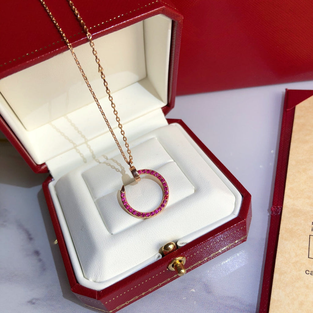 [Clover Jewelry]JUSTE NECKLACE GOLD RED DIAMONDS
