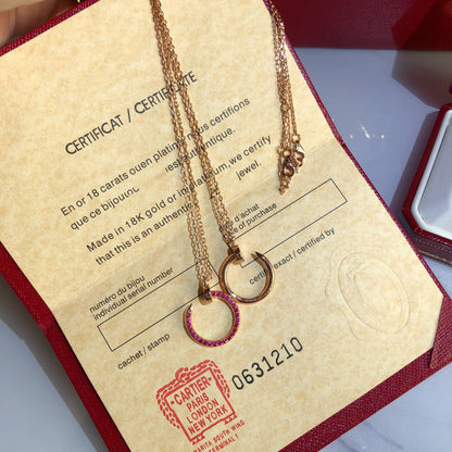 [Clover Jewelery]JUSTE NECKLACE GOLD RED DIAMONDS