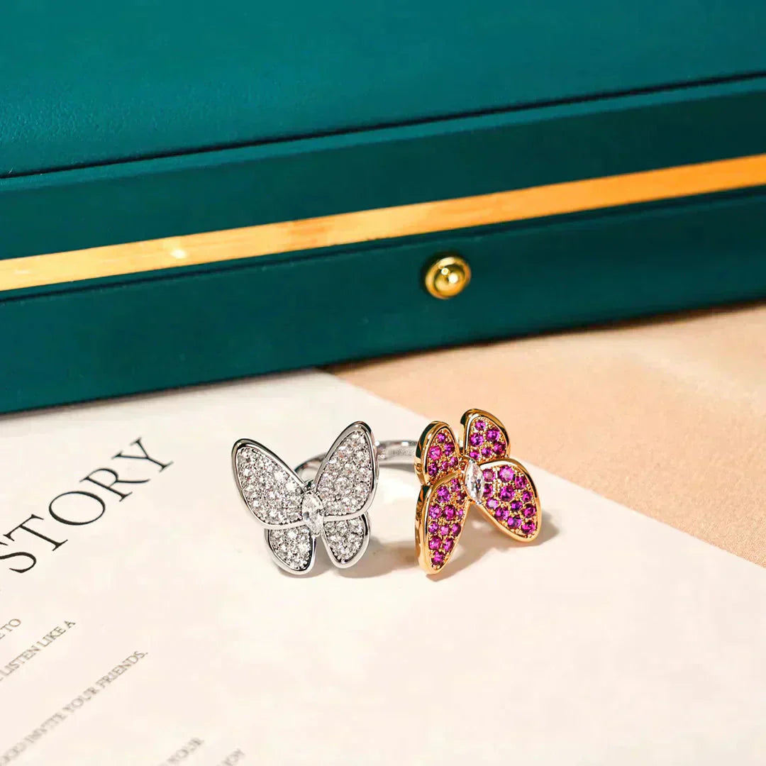 [Clover Jewelery]TWIN BUTTERFLY DIAMOND RING