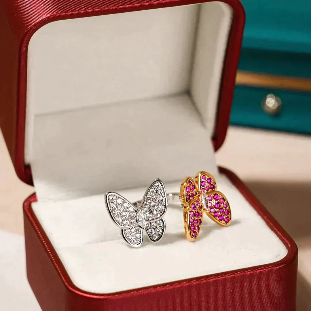 [Clover Jewelery]TWIN BUTTERFLY DIAMOND RING