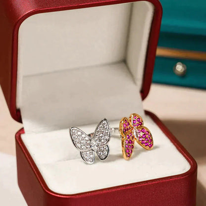 [Clover Jewelery]TWIN BUTTERFLY DIAMOND RING