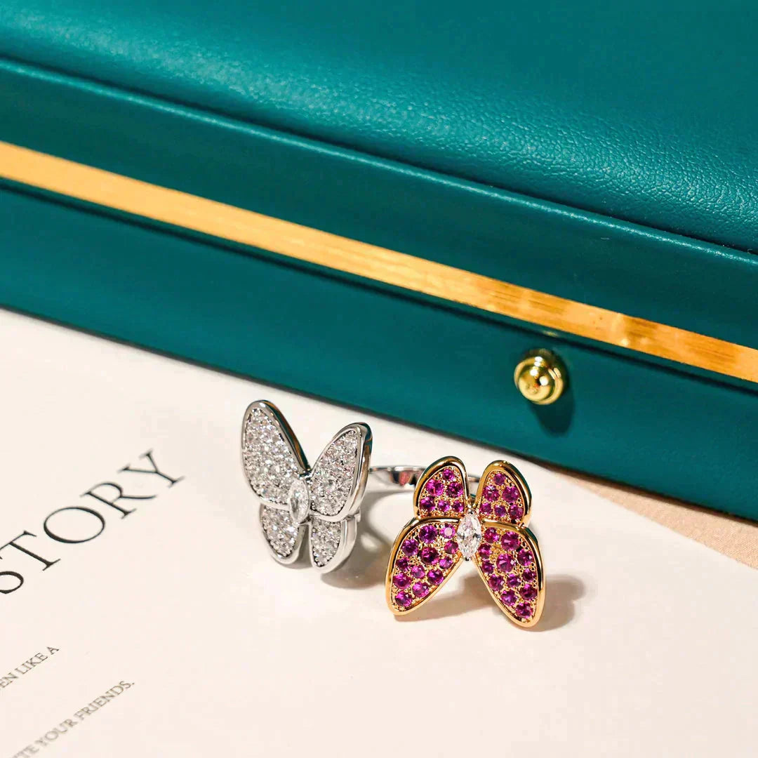 [Clover Jewelery]TWIN BUTTERFLY DIAMOND RING