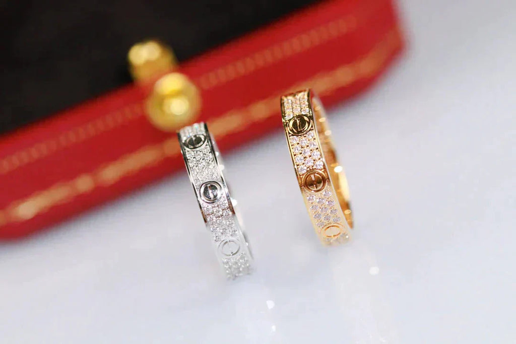 [Clover Jewelry]ラブ リング 3.6MM ダイヤモンド パヴェ