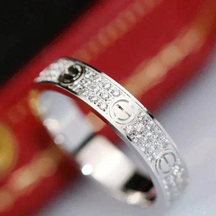 [Clover Jewelry]ラブ リング 3.6MM ダイヤモンド パヴェ