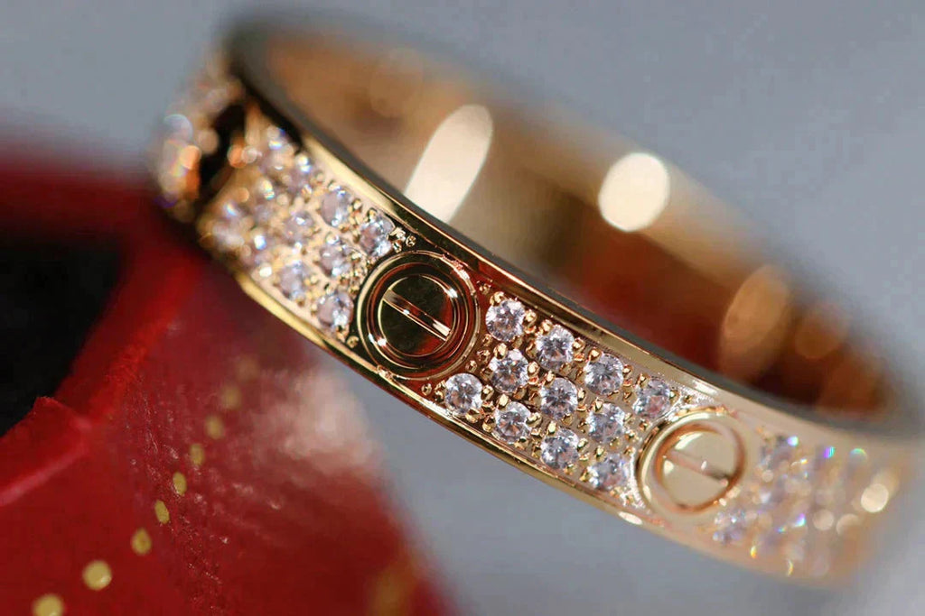 [Clover Jewelry]ラブ リング 3.6MM ダイヤモンド パヴェ