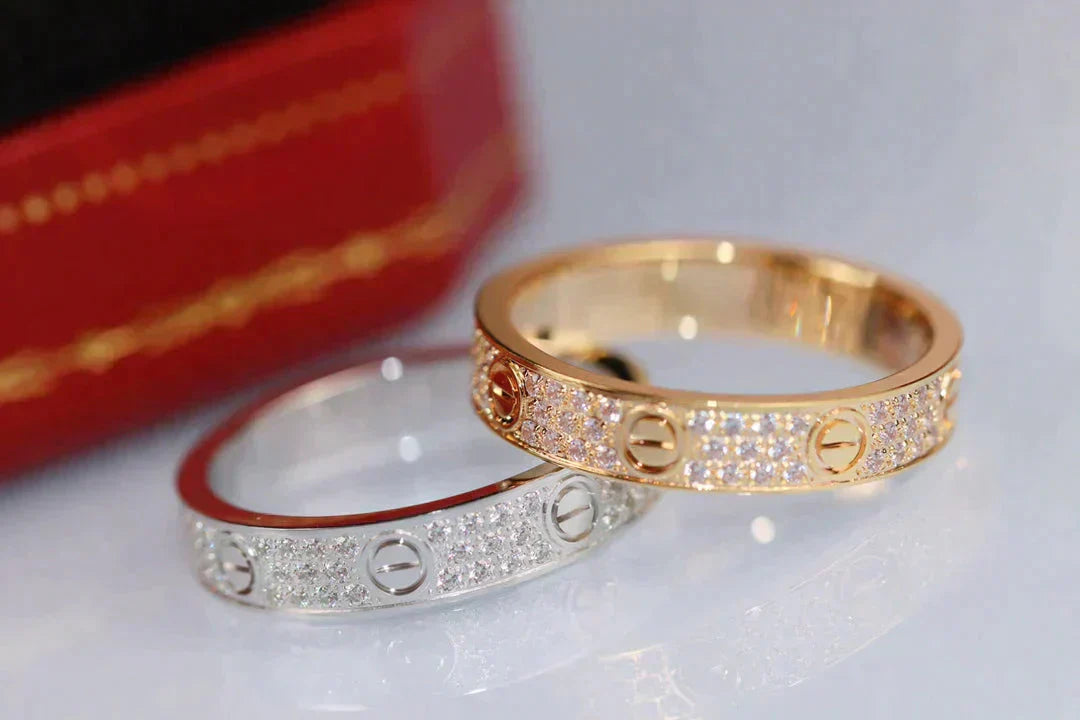 [Clover Jewelry]ラブ リング 3.6MM ダイヤモンド パヴェ