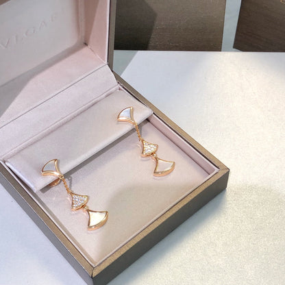 [Clover Jewelery]DREAM EARRINGS 3 MOTIFS DIAMOND MOP PINK GOLD