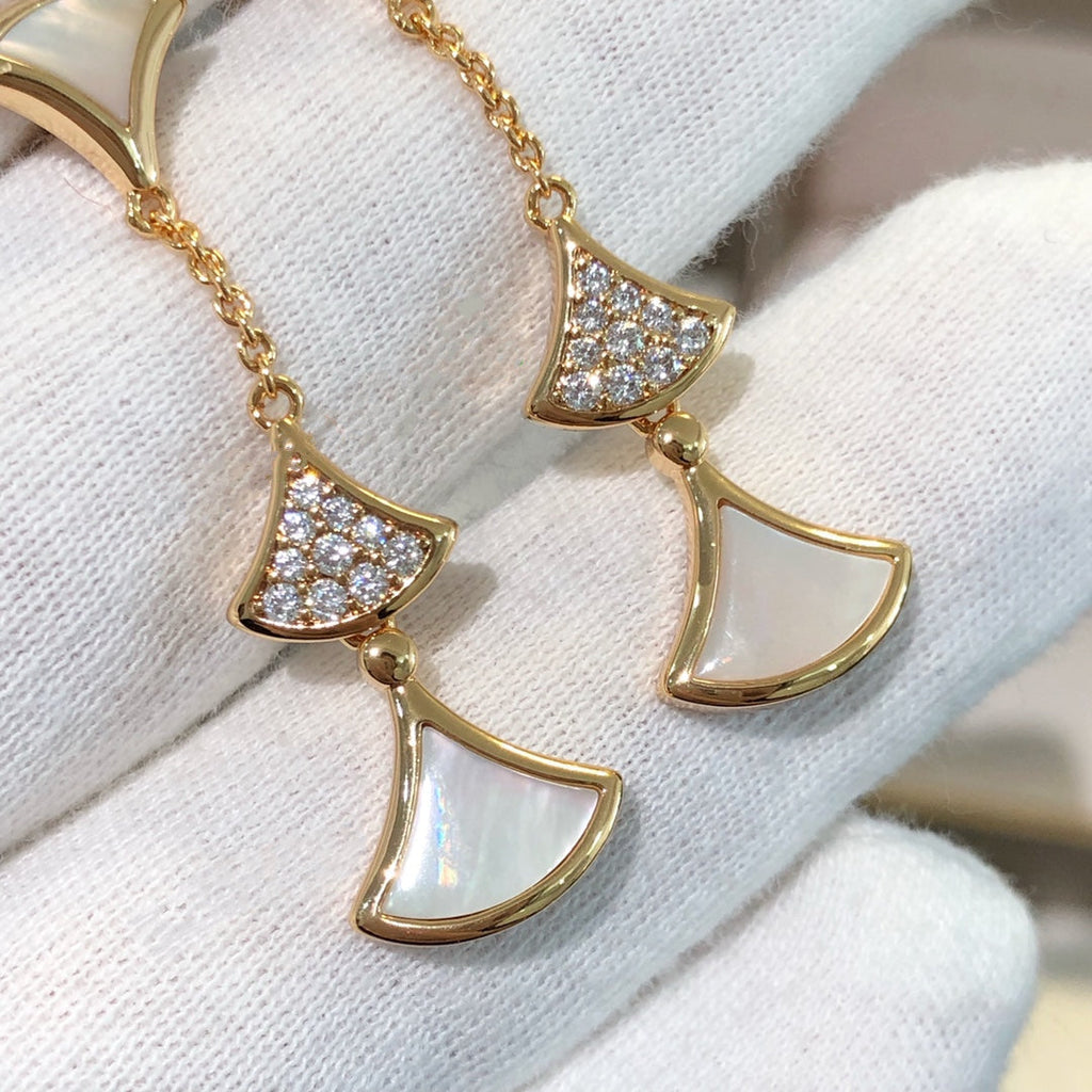 [Clover Jewelry]DREAM EARRINGS 3 MOTIFS DIAMOND MOP PINK GOLD