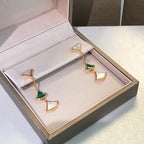 [Clover Jewelry]DREAM EARRINGS 3 MOTIFS MALACHITE MOP PINK GOLD