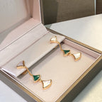 [Clover Jewelry]DREAM EARRINGS 3 MOTIFS MALACHITE MOP PINK GOLD