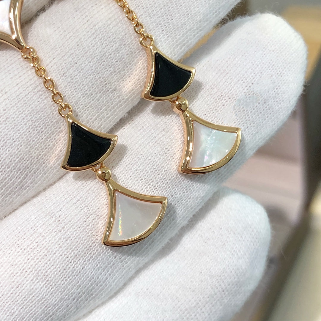 [Clover Jewelery]DREAM EARRINGS 3 MOTIFS ONYX MOP PINK GOLD