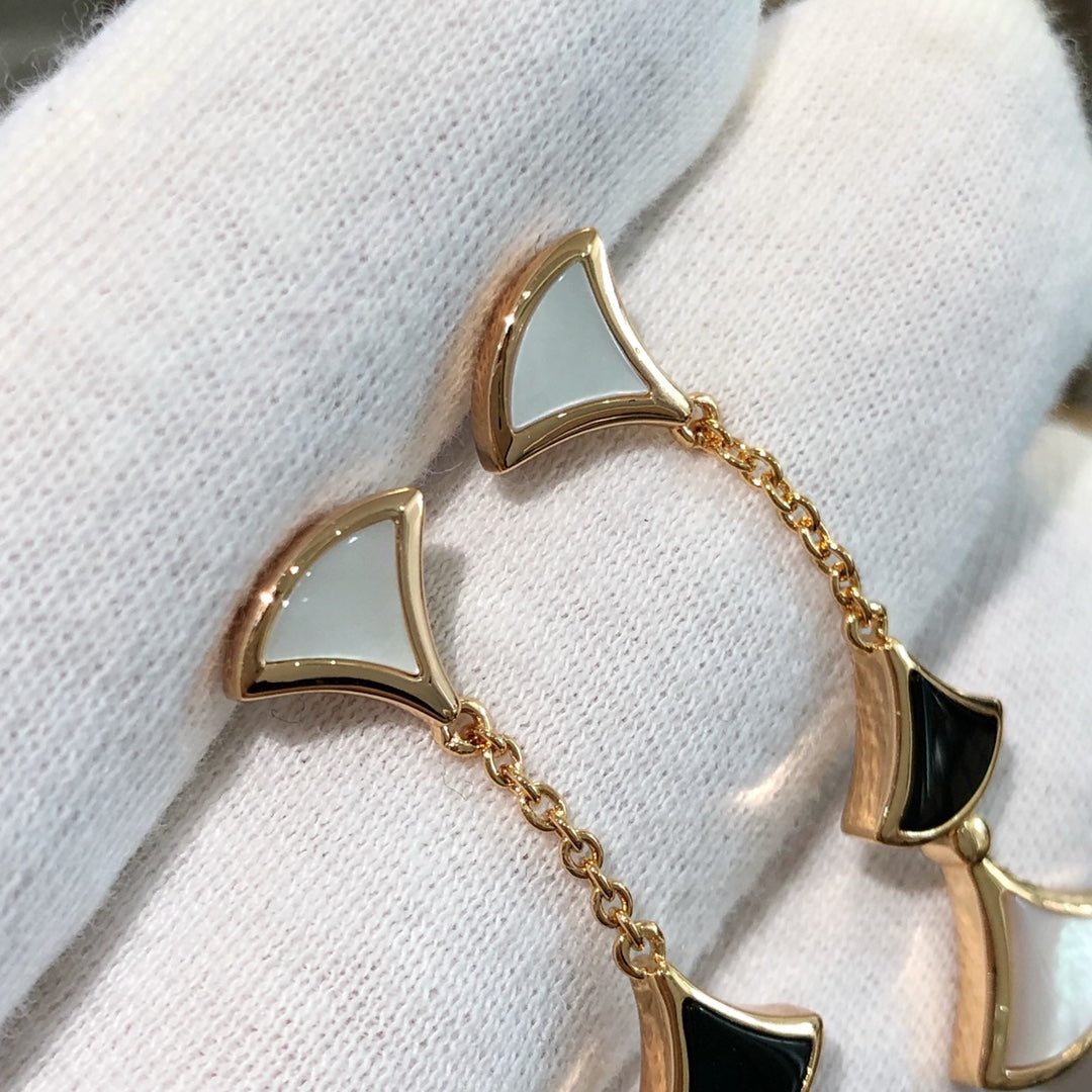 [Clover Jewelery]DREAM EARRINGS 3 MOTIFS ONYX MOP PINK GOLD