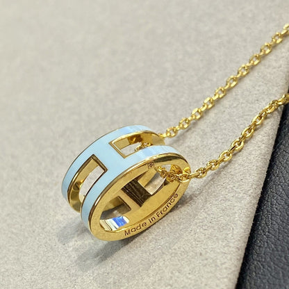 [Clover Jewelery]POP H LIGHT BLUE NECKLACE