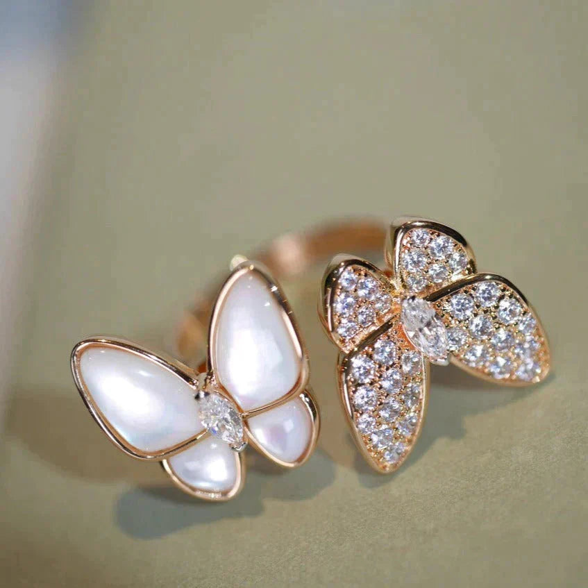 [クローバージュエリー]TWIN BUTTERFLY ダイヤモンドMOPリング
