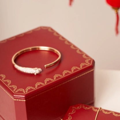 [Clover Jewelery]PANTHERE ROSE GOLD DIAMOND OPEN BRACELET
