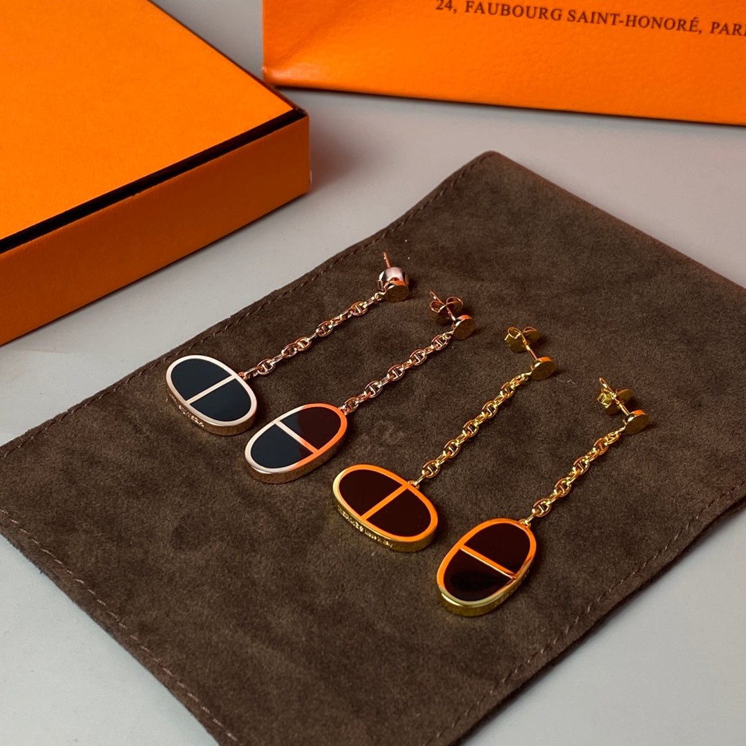 [Clover Jewelery]CHAINE VERSO BLACK CERAMIC EARRINGS