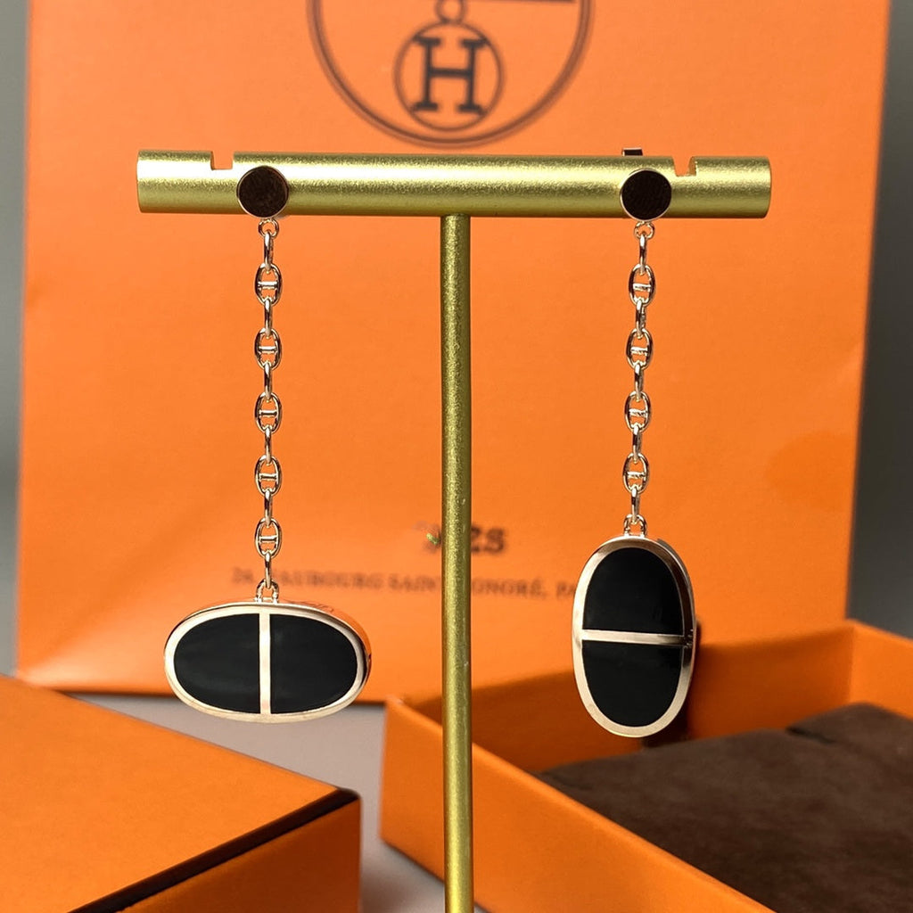 [Clover Jewelry]CHAINE VERSO SCHWARZE KERAMIK-OHRRINGE