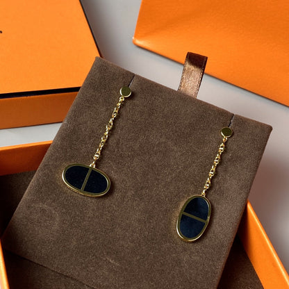 [Clover Jewelery]CHAINE VERSO BLACK CERAMIC EARRINGS