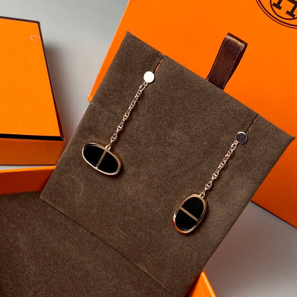 [Clover Jewelery]CHAINE VERSO BLACK CERAMIC EARRINGS