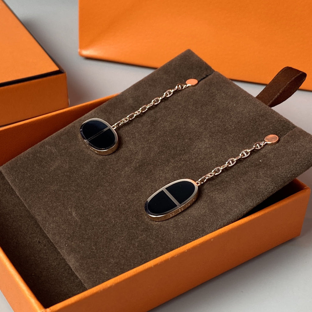 [Clover Jewelry]CHAINE VERSO SCHWARZE KERAMIK-OHRRINGE