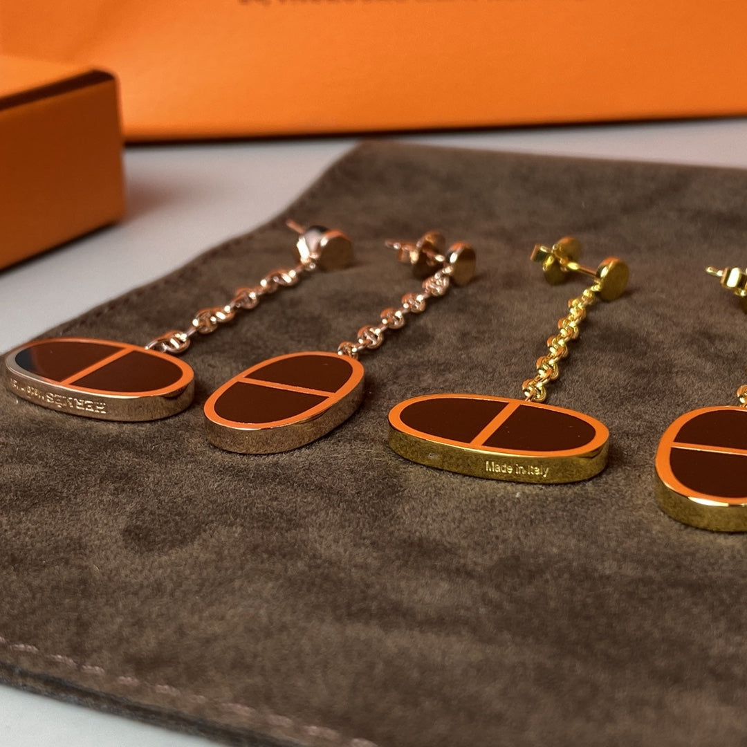 [Clover Jewelery]CHAINE VERSO BLACK CERAMIC EARRINGS