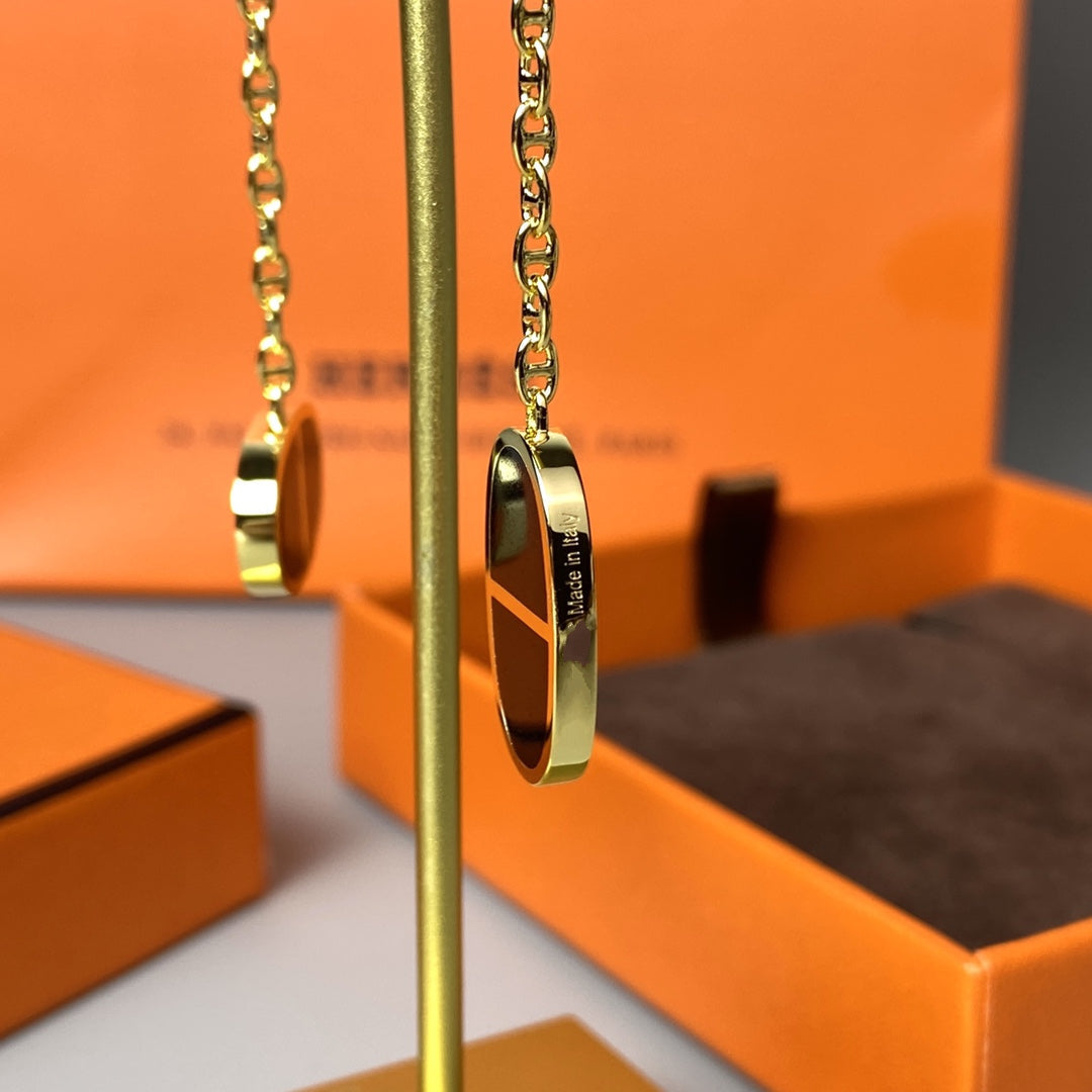 [Clover Jewelry]CHAINE VERSO BLACK CERAMIC EARRINGS