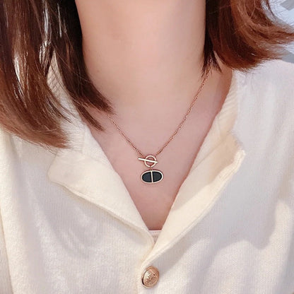 [Clover Jewelery]CHAINE VERSO BLACK CERAMIC NECKLACE