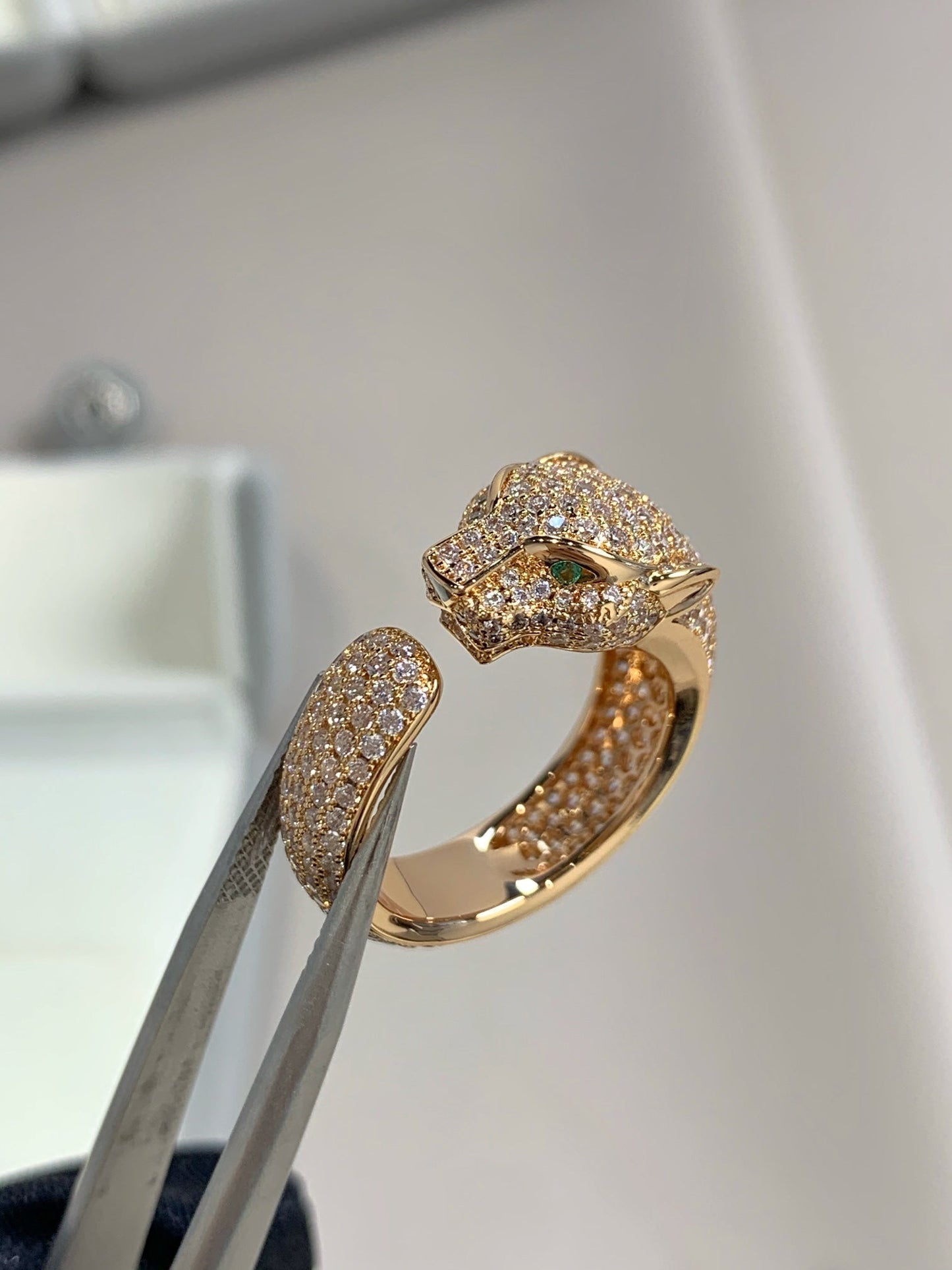 [Clover Jewelery]PANTHERE PINK GOLD DIAMOND RING