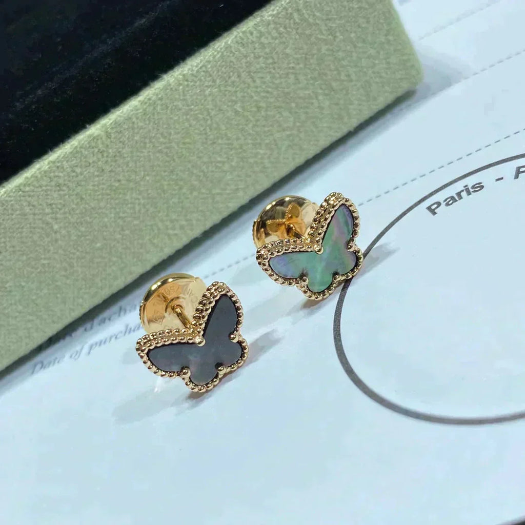 [Clover Jewelry]バタフライ ダークマザーオブパール イヤリング