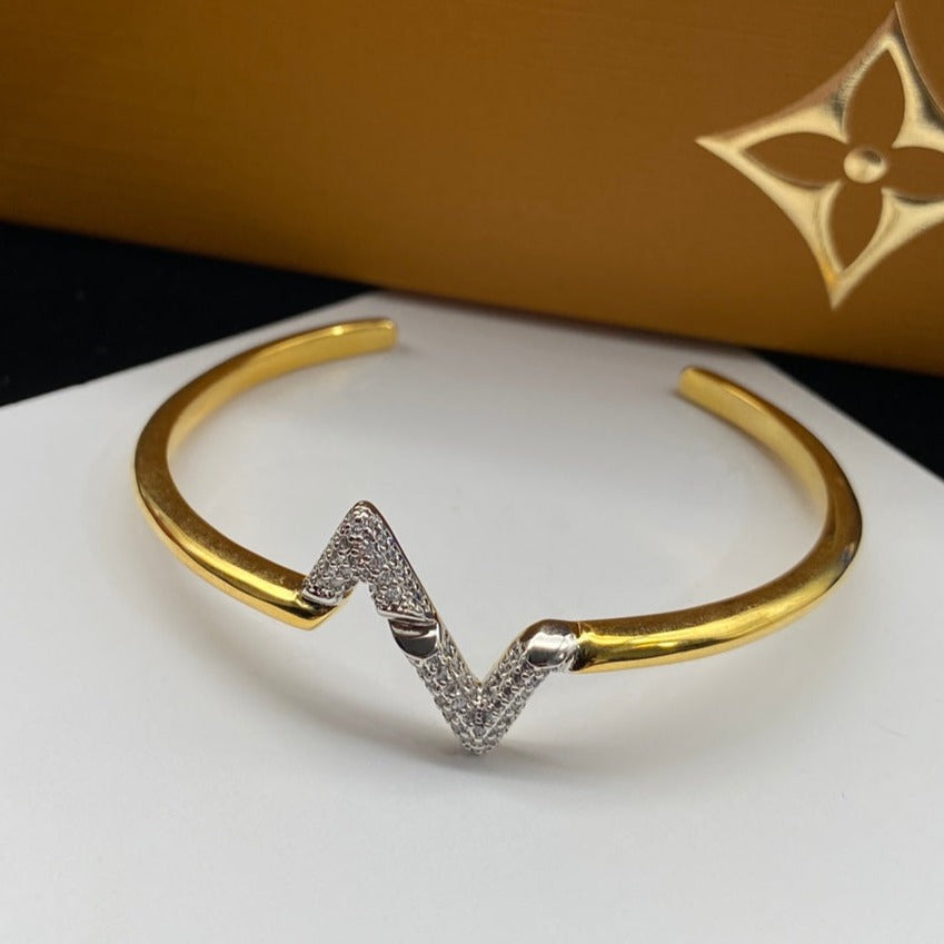 [Clover Jewellery]Volte Upsite Down Diamant Gold offenes Armband