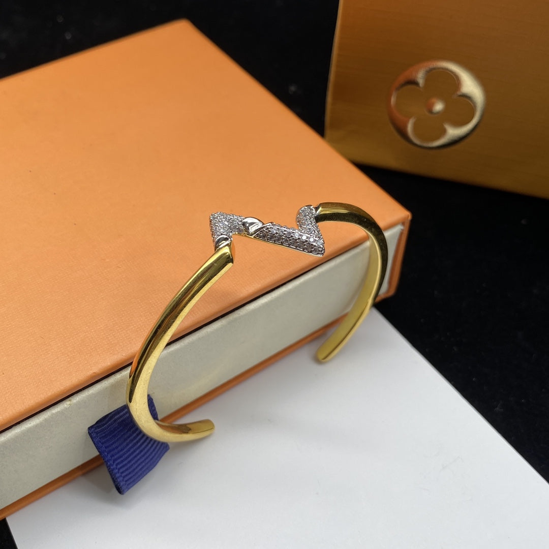 [Clover Jewellery]Volte Upsite Down Diamant Gold offenes Armband