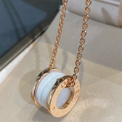 [Clover Jewelery]ZERO 1 WHITE CERAMIC PINK GOLD NECKLACE