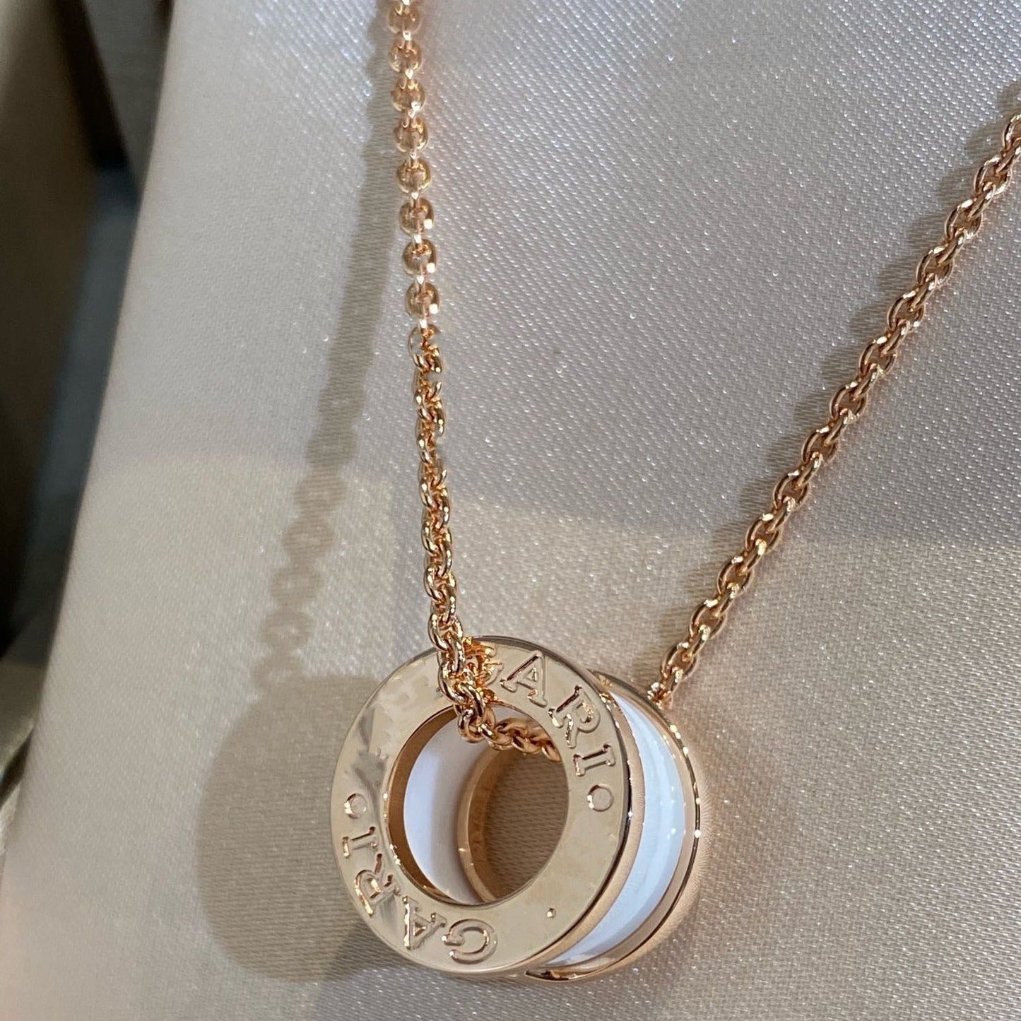 [Clover Jewelery]ZERO 1 WHITE CERAMIC PINK GOLD NECKLACE