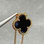 [Clover Jewelry]クローバー 15MM ブラックオニキス シングル フラワー ネックレス