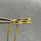 [Clover Jewelry]クローバー 15MM ブラックオニキス シングル フラワー ネックレス