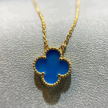 [Clover Jewelery]CLOVER 15MM BLUE AGATE NECKLACE
