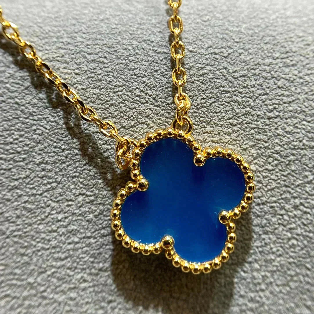 [Clover Jewelery]CLOVER 15MM BLUE AGATE NECKLACE