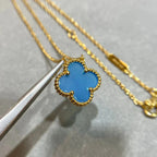 [Clover Jewelry]CLOVER 15MM BLUE AGATE NECKLACE