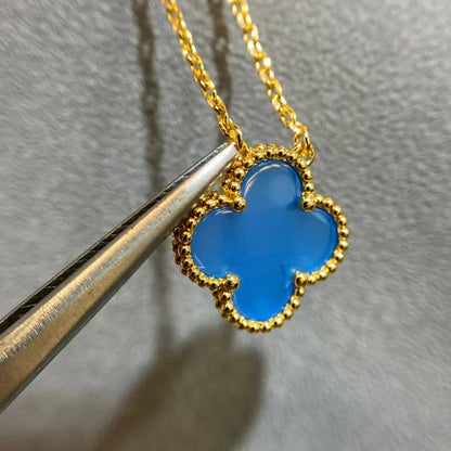 [Clover Jewelery]CLOVER 15MM BLUE AGATE NECKLACE