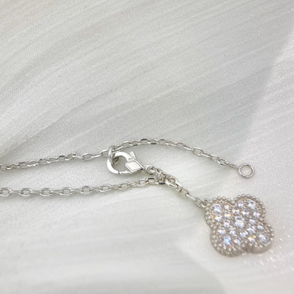 [Clover Jewelery]CLOVER 5 MOTIFS SILVER DIAMONDS NECKLACE
