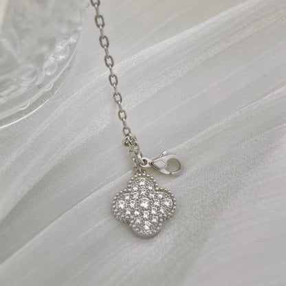 [Clover Jewelery]CLOVER 5 MOTIFS SILVER DIAMONDS NECKLACE