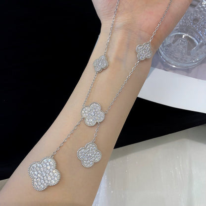 [Clover Jewelery]CLOVER 5 MOTIFS SILVER DIAMONDS NECKLACE