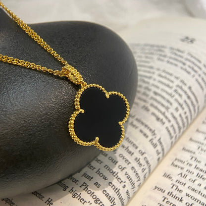 [Clover Jewelery]CLOVER 25MM NECKLACE GOLD ONYX